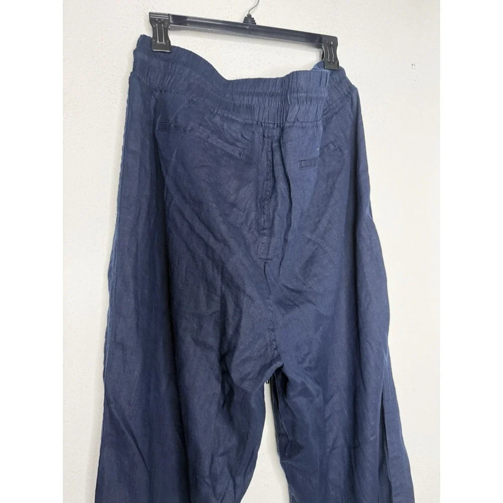 Quince Womens Navy 100% European Linen Wide Leg Pants Size XL Quiet Luxury